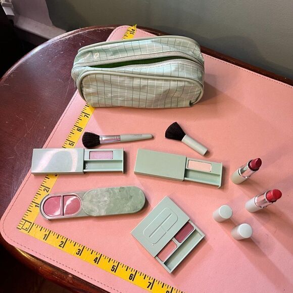 9pc Clinique Lot Set Swatched Lipsticks Eyeshadows Blusher Brushes Case 9pc Clin - Picture 4 of 11